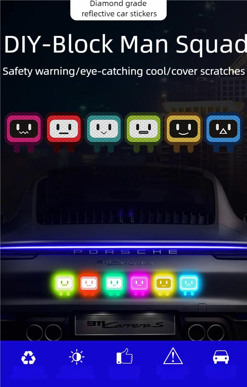 Product Introduction of car sticker square person reflective sticker motorcycle personalized creative helmet covering scratches waterproof 0