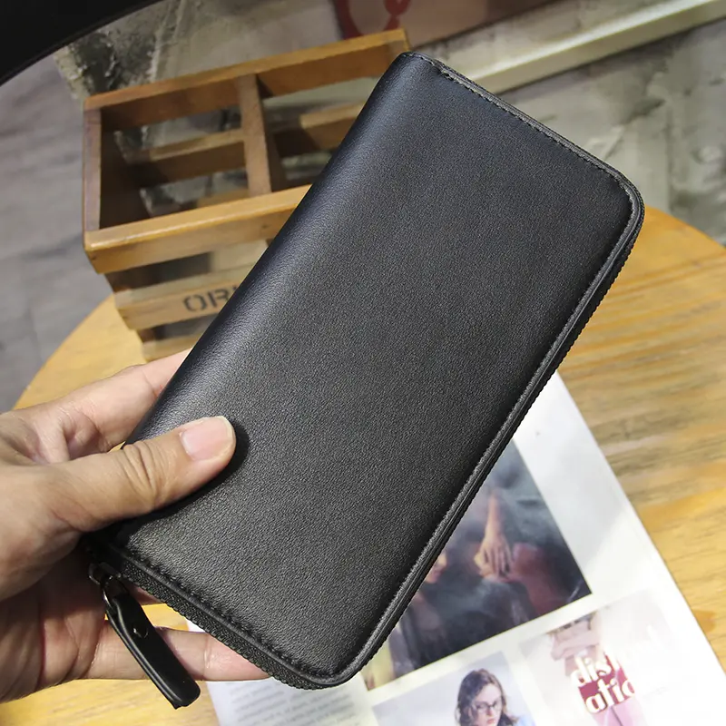 2024 Men's New Fashion Long High Quality PU Leather Youth Trend Clutch Bag Wallet Mobile Multi-card Purse Simple