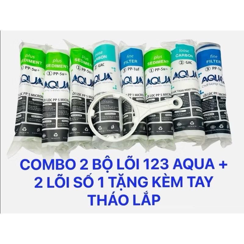 8 lõi lọc Aqua gồm 4 lõi số 1, 2 lõi số 2, 2 lõi số 3 thay thế cho máy lọc nước RO lõi  lọc sợi  lọc