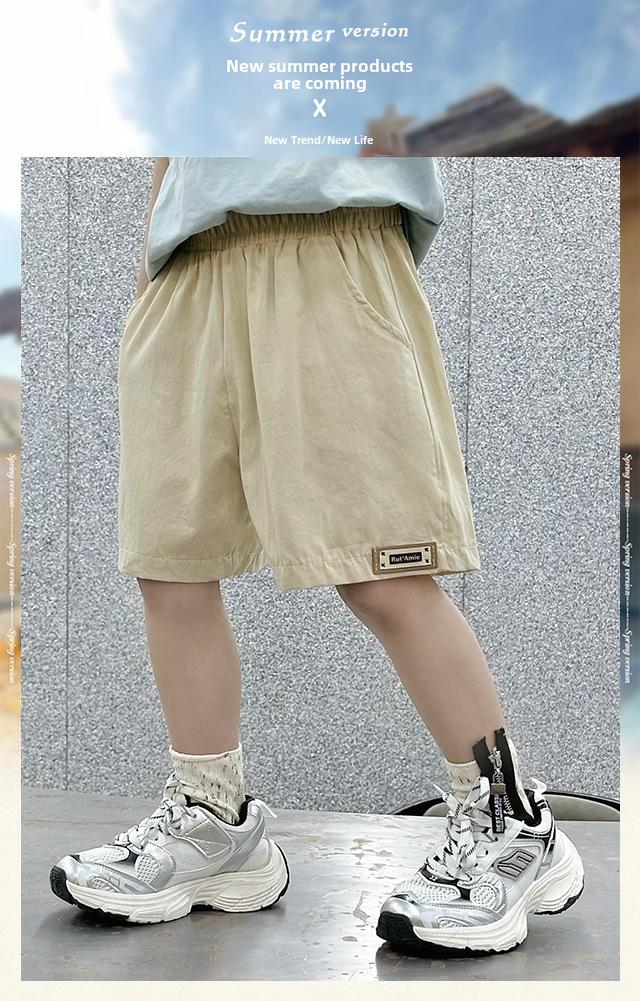 Product Introduction of Summer minimalist thin children's shorts for boys and girls, children's clothing for boys and girls, solid color cotton pants for boys 3