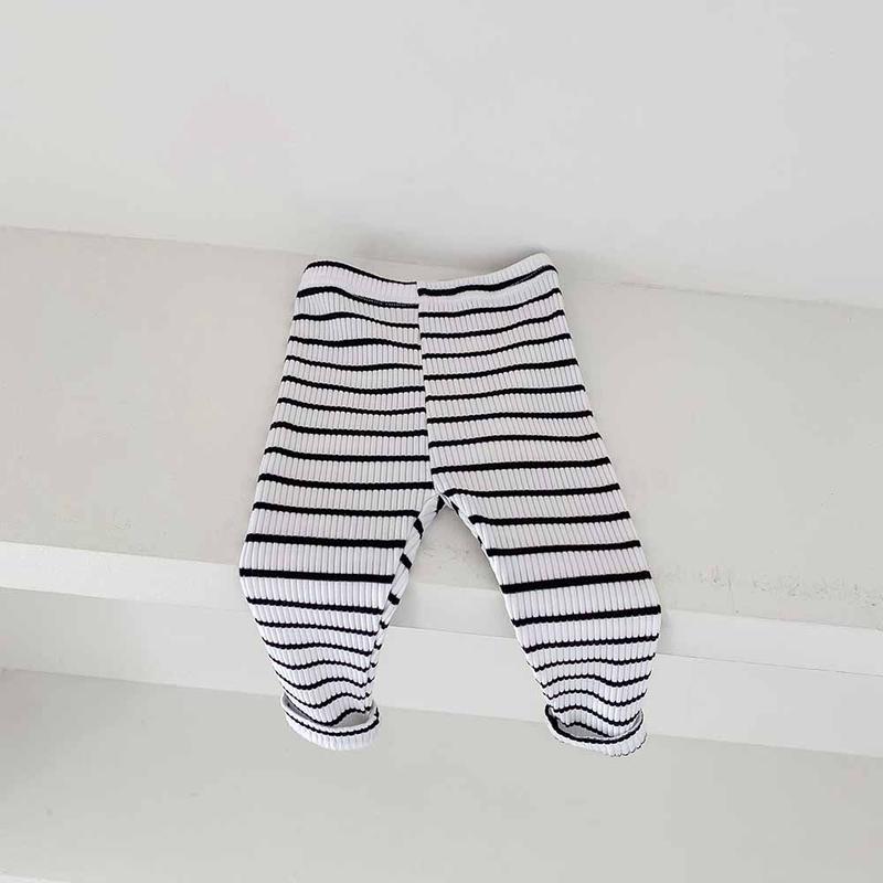 Product Introduction of Children's base pants for autumn and winter, Korean style, with fleece, long pants for boys and girls, 0-2 years old, striped, ins 7