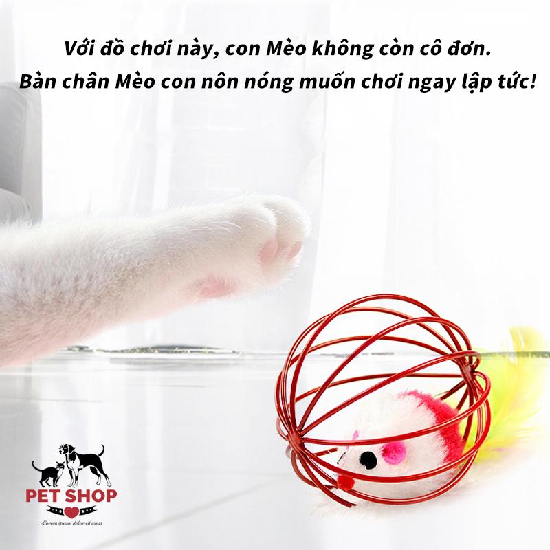 Đồ chơi đuổi chuột cho mèo, đồ chơi chuột trong lồng, đồ chơi tương tác vui nhộn mèo mainan kucing