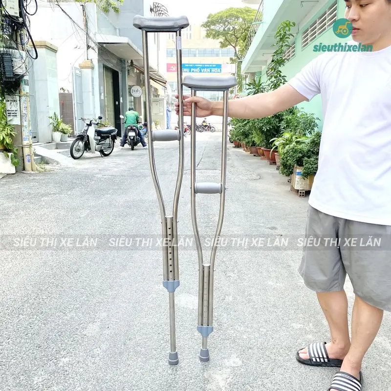Nạng Chống Nách Nhôm/Inox OROMI Chắc Chắn Có Đế Cao Su Chống Trơn Trượt Dành Cho Người Lớn 0
