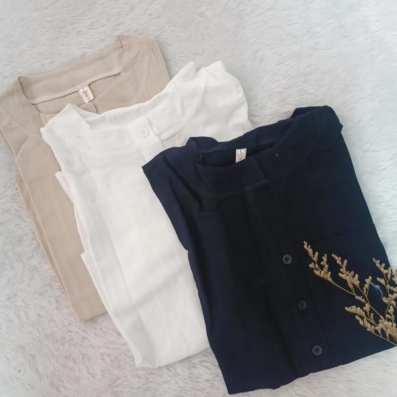 Baju Wanita Atasan Unnie Casual Korea Style/ Baju Atasan Polos Warna kancing/ Baju Linen Blouse Polos 5