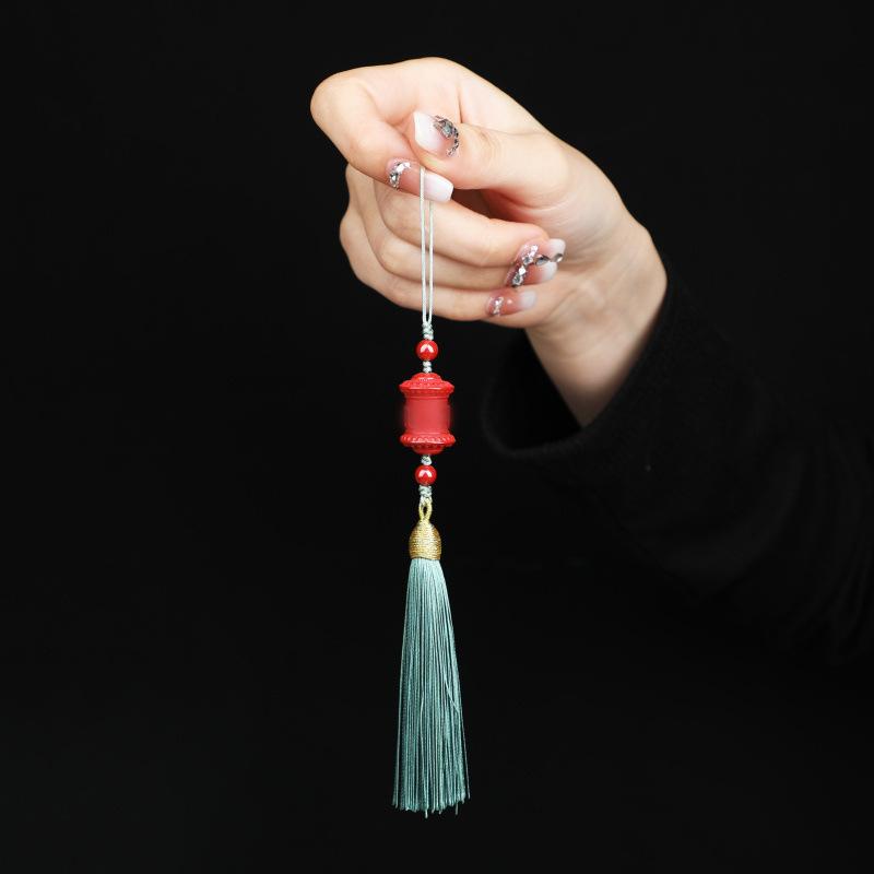 Product Introduction of Natural Cinnabar Six Words Mantra Pendant Birth Year Beads Phone Case Ornaments Car Hanging Keychain Decorative Gift 9