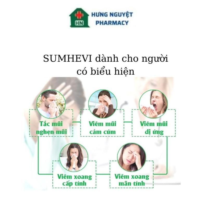 SUMHEVI viên uống hỗ trợ giảm viêm mũi, viêm xoang, tắc mũi, ngạt mũi, chảy nước mũi, đau nhức hoặc ê ẩm vùng đầu trán hoặc vùng mặt hộp 30 viên 2