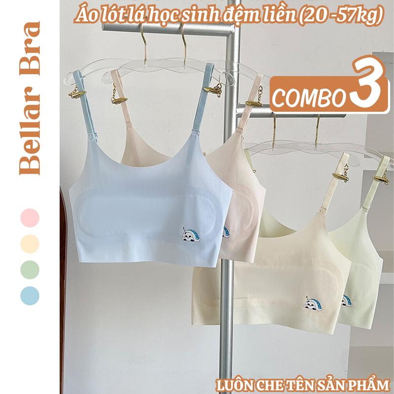 Combo 3 Áo Lá Su Lạnh Đệm Liền Cho Bé Gái (20-57kg), Áo Lót Học Sinh Mặc Thoải Mái Chống Hằn Cộm BellarBra B898 - B8999