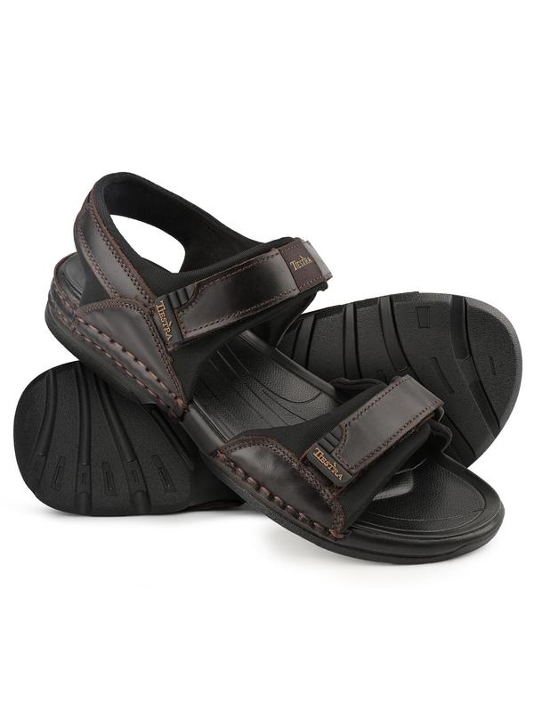 Men's Cowhide Velcro Sandals, Outdoor Water-resistant Skin-friendly Sport Sandals, Non-slip Comfort All-match Sandals for Summer for Daily Wear 0