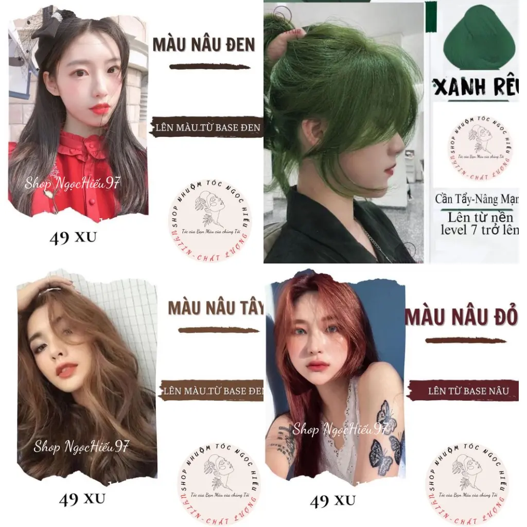 2 Combo Thuốc Nhuộm Tóc Hàn ĐỦ MÀU  nhiều màu không tẩy  lên màu xinh
