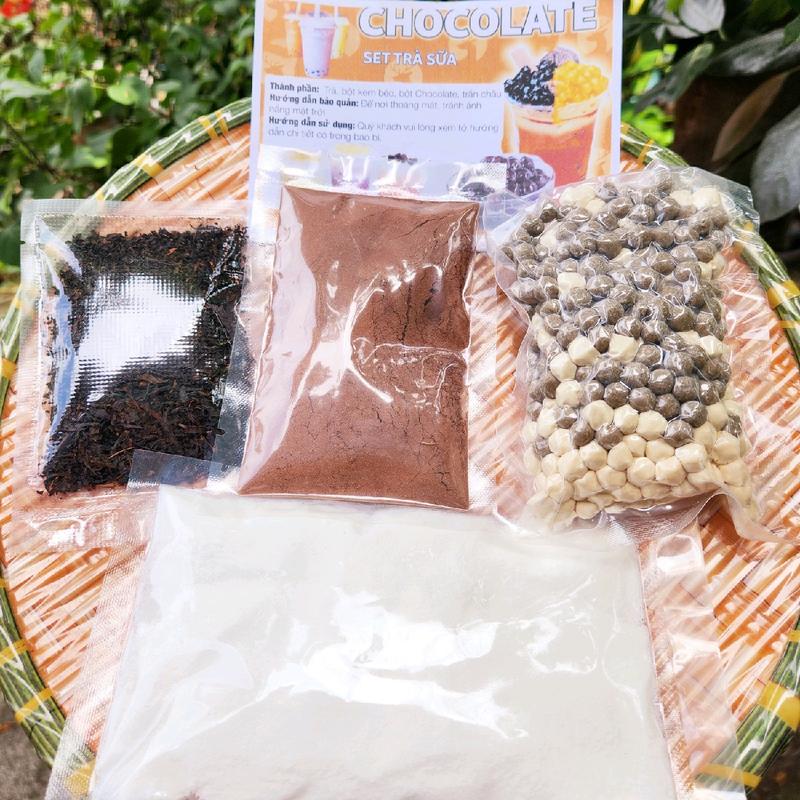 Trà sữa tự pha nhiều loại nấu 8_10 ly tặng ống hút Topping