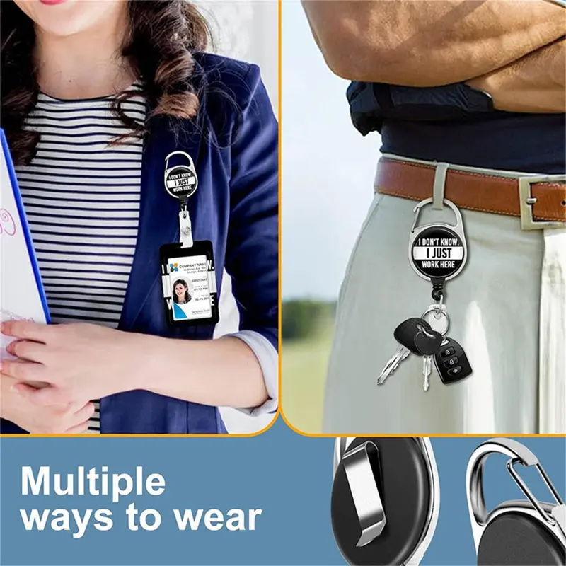 Funny Letter Pattern ID Badge Holder, 1 Count Badge Holder with Clip, Identification Badges & Supplies for Office, School, Hospital 4