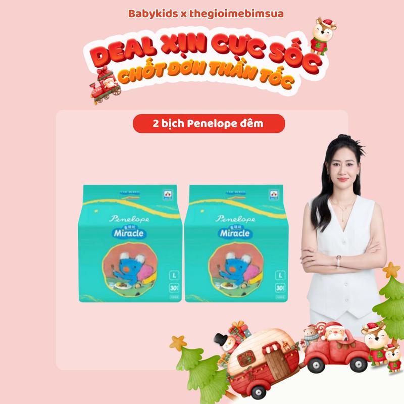 [TGMBS] Combo 2 bịch Bỉm Penelope Miracle đêm Hàn Quốc cao cấp mềm mỏng nhẹ cho bé