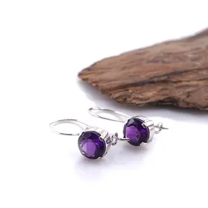 Anting Wanita Perak Asli 925 Natural Kecubung Amethyst Tethysia