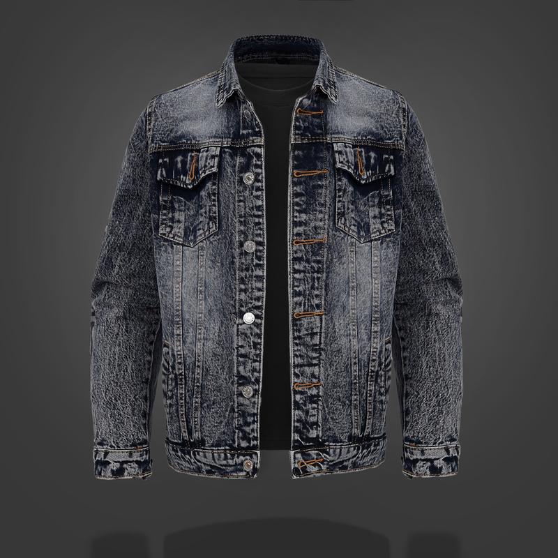 Áo khoác Jeans nam chất liệu vải cotton from slim Menswear Nam Có Túi Jacket