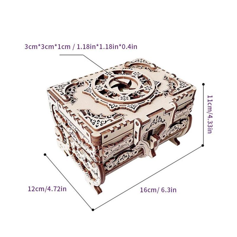 3D Wooden Puzzle Antique Box, DIY Jewelry Gift Box, Birthday Gifts For Adults And Teens 2