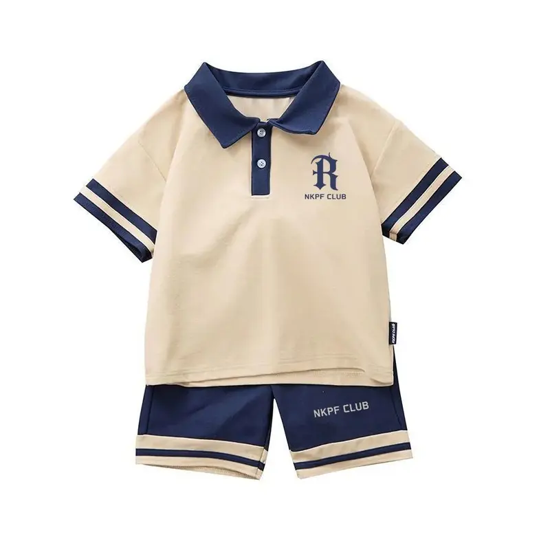 Bộ Đồ Mùa Hè Cho Bé Trai, Phong Cách Preppy, Áo Polo Có Ve Áo, ngắn Tay, Quần Đùi, Bộ Hai Mảnh, Thích Hợp Cho Bé Trai Trung Và Lớn, Bộ Sưu Tập Mùa Hè Năm 2025 8