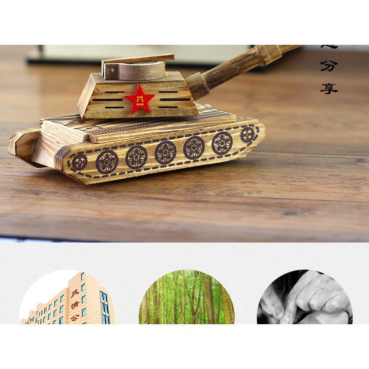 【Wooden tank】Simulation Military Model Tank Crafts Wooden Toys 6