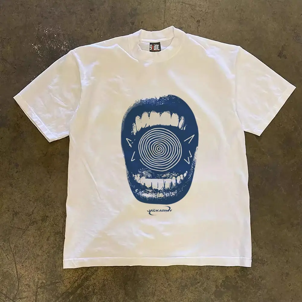 JackArmy pencetakan Amerika baju atasan wanita terbaru kekinian kaos pria oversize skena vintage T-shirt Unisex