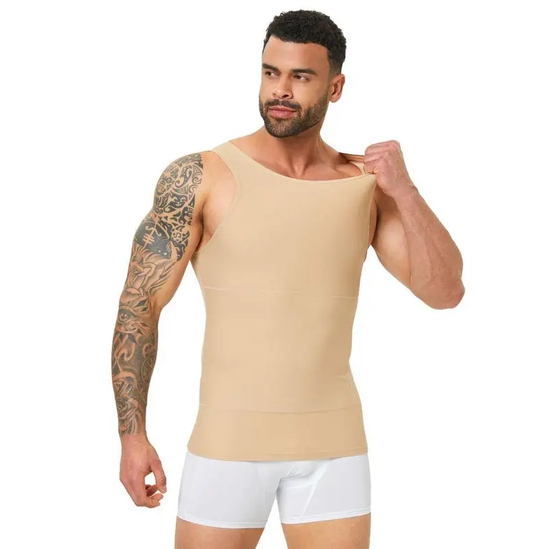 Men's Solid Color Compression Top, Tummy Control Shaper, High Stretch Shapewear Tank Top for Men, Shaper for Men, Singlet for Men Menswear Socks 2