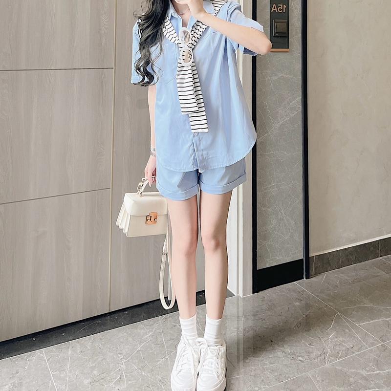 Set áo cộc quần short gập gấu KÈM KHĂN samhyewear