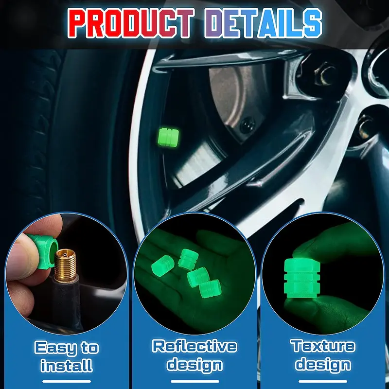 Tutup Pentil Ban Mobil Motor Neon Luminous Valve Cap Glowing 4 pcs 4