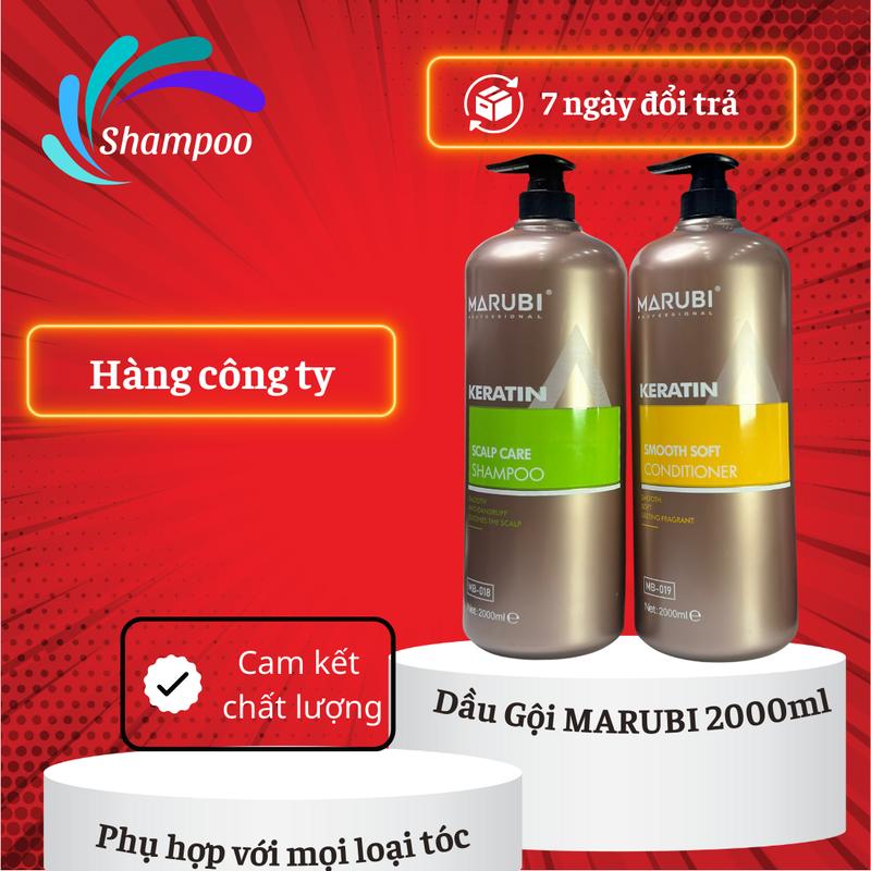 Cặp Dầu Gội Xả Marubi Keratin 2000ml Siêu Mượt Thơm Lâu Dưỡng Sâu Cho Tóc Bóng Mượt
