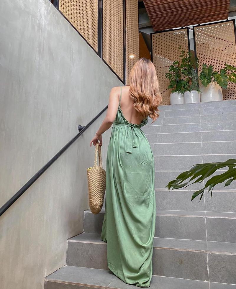 Product Introduction of Dress Pantai Longdress Korean Backless seksi Polos 5