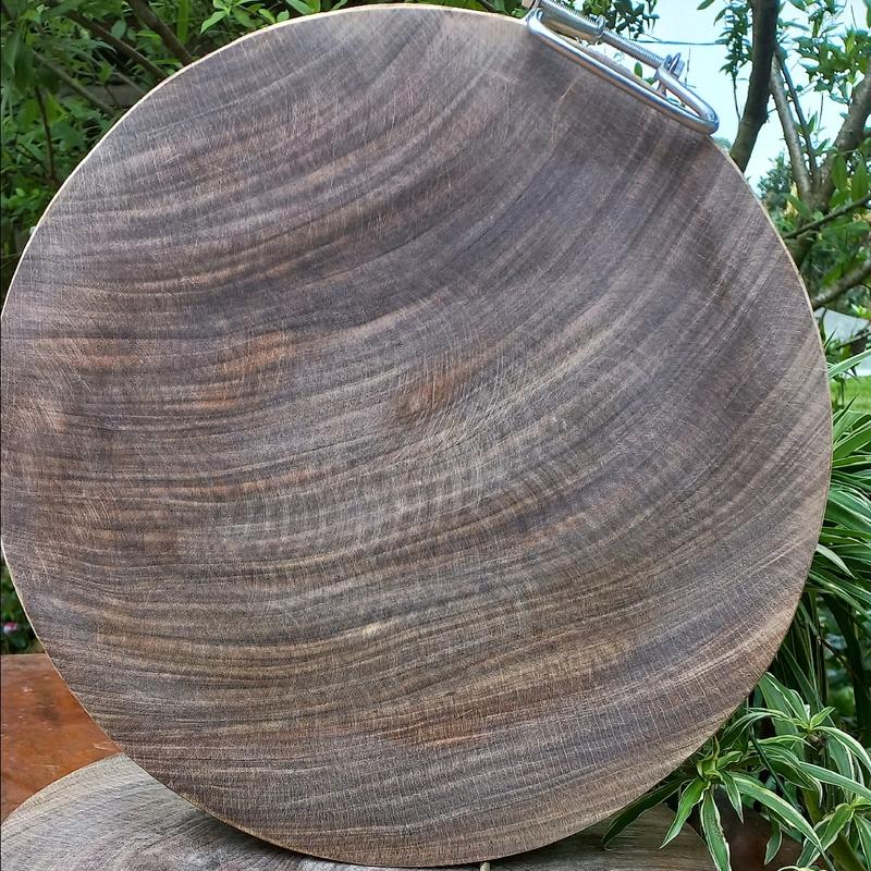 thớt gỗ nghiến đường kính 44x7 đai inox tròn