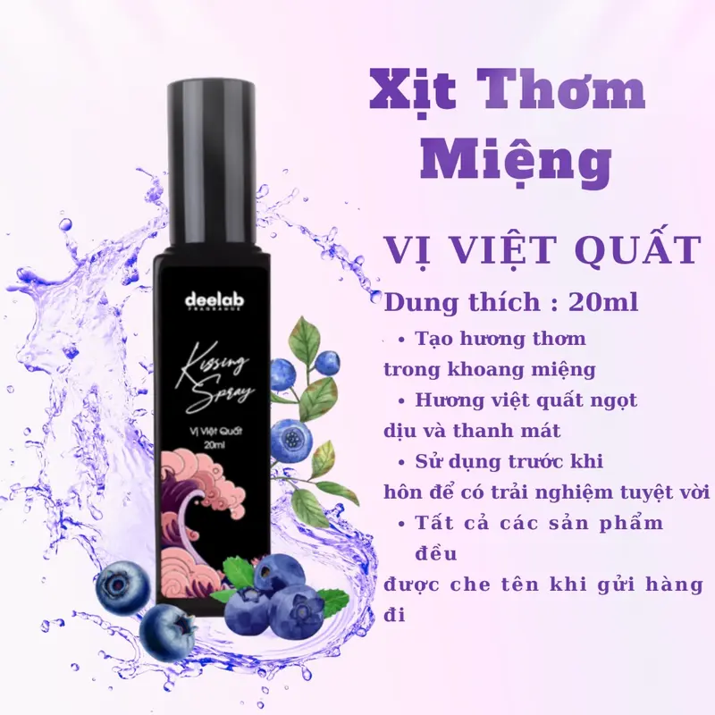 Xịt Thơm Miệng Kissing Spray 20ml Hương Trái Cây, Mát Lạnh, Ngọt Ngào Thơm Mát. 1
