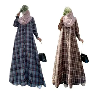 RASWAH ABAYA MOTIF KOTAK BAJU GAMIS DRESS WANITA TERBARU BY RATU MULABEES FLANEL PREMIUM LEBARAN