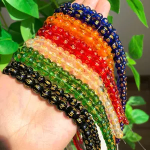 Manik Batu Tibet Mantra Bahan Kerajinan Gelang Dan Kalung Ukuran 8mm 10mm