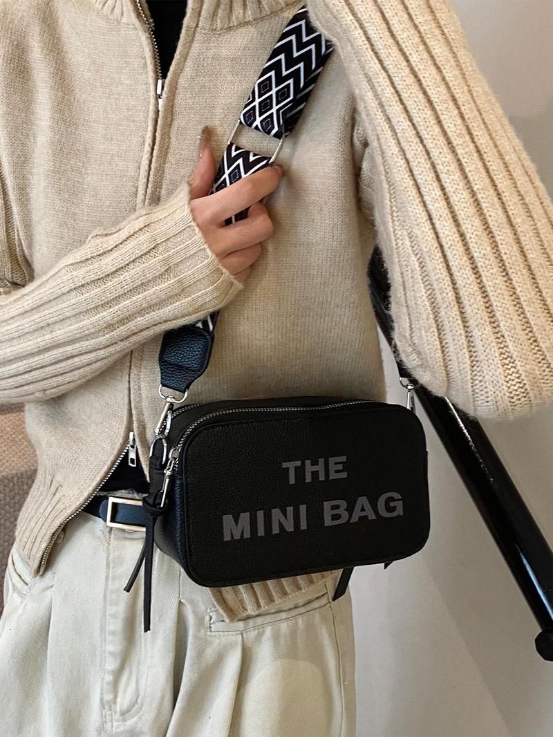 Product Introduction of Fashionable Letter Pattern Compact Crossbody Bag, Casual Versatile Zipper Beige Shoulder Bag for Women, Trendy All-match Commuter Bag for Daily Used,  Bags Crossbody, Everyday Bags 2