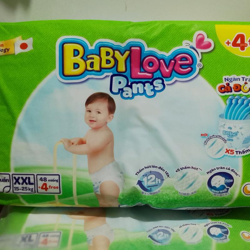 ( Tặng 4 miếng) Tã quần baby love M48/ L48/ XL48/ XXL 48 miếng (15-25kg),/ XXXl33+2 / 4XL33+2 / 5XL33+2 thương hiệu bobby unicharm Cho Bé