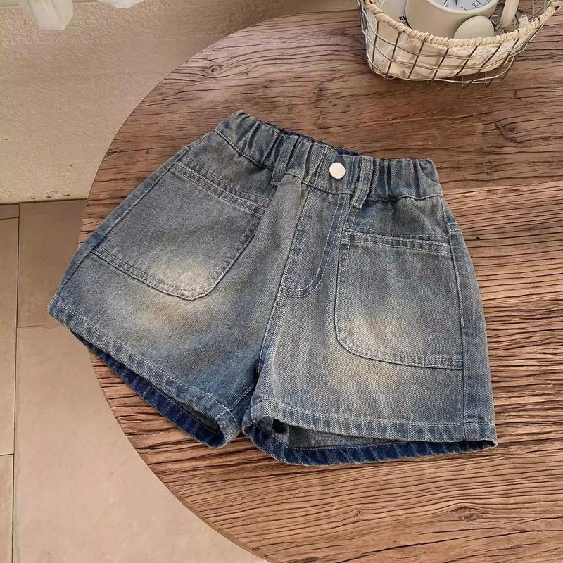 Product Introduction of Quần Short Denim, Cho Bé Gái, Hàng Mới Về Mùa Hè 2025, Phong Cách Hàn Quốc, Thường Ngày, Mỏng, Quần Nóng, Thích Hợp Cho Trẻ Mới Biết Đi Và Trẻ Em, Quần Túi Hộp Dễ Phối Đồ quần  đùi  cho  bé  gái  35  đến quần  đùi  rách  cho  bé  gái baggy  clothes  girls 7