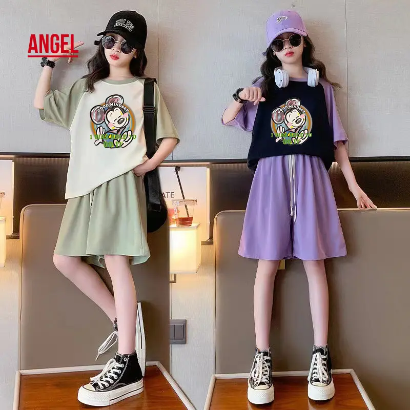 Bộ Hai Mảnh Áo Phông Và Quần ngắn Tay Dáng Rộng Phong Cách Hàn Quốc, AG SHOP, Quần Áo Nữ Và Trẻ Em, Thời Trang Dáng Rộng Thường Ngày Mẫu Mới, 2024 Mùa Hè, Thiết Kế Thiên Thần ✨ [Angel] ✨