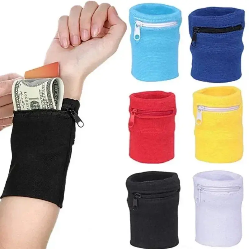 Dây Đeo Cổ Tay Thể Thao, Có Khóa Kéo, Hỗ Trợ Cổ Tay, Ví Đa Chức Năng, Thích Hợp Tập Gym Và Chạy Bộ, Túi Đeo Băng Cánh Tay, Túi Đựng Chìa Khóa Và Thẻ, Ví Đạp Xe, Băng Thấm Mồ Hôi