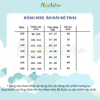 Áo dài bé trai ALBERKIDS Xanh Đỏ Thêu Phượng cho trẻ em 2,3,4,5,6,7,8,9,10,11,12 tuổi AD0805 7