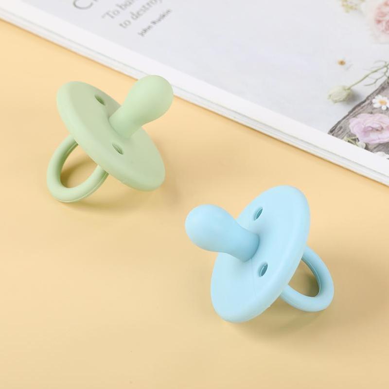 Baby Silicone Pacifier, Solid Color Soft Silicone Pacifier for Newborns, Newborns Teether, Baby Soothing Teether, Baby Tactile Training Teether 7