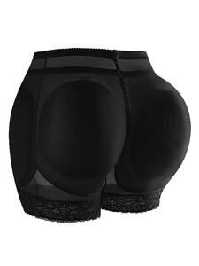 Shorts moldeadores de cintura alta con encaje contrastante para mujer, braga acolchada transparente y desmontable, cómoda y transpirable, levanta glúteos y control de abdomen, faja sin costuras, prendas inferiores fajadoras para damas