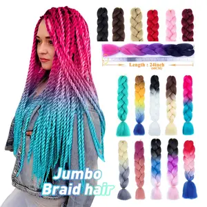 Long Jumbo Braid Hair Extension Sambung Kepang Synthetic Hair Model Kepang Rambut Sambung 24 Inch Serat Sintetis Tahan Panas Ombre Warna