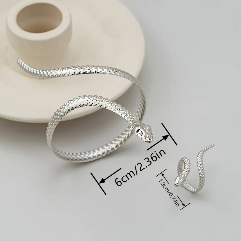 2pcs/ Set Bohemian Vintage Dark Chic Snake-shaped Ring And Bracelet Combination Set, Pendant Necklace for Ladies, Suitable Dates, Vacations, Daily Wear exquisite gift 3