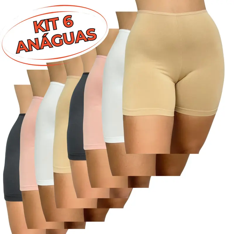 Kit 6 Shorts Anágua Feminina Segunda Pele