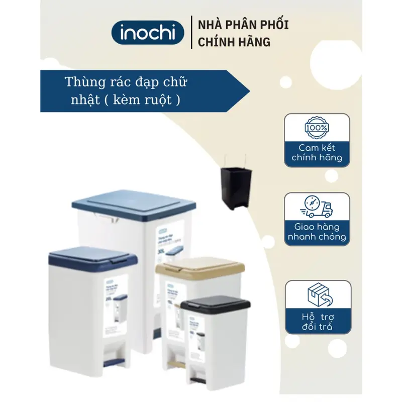 Thùng rác đạp chữ nhật Inochi - Hiro 10L, 15L, 20L, 30L nhiều sự lựa chọn 0