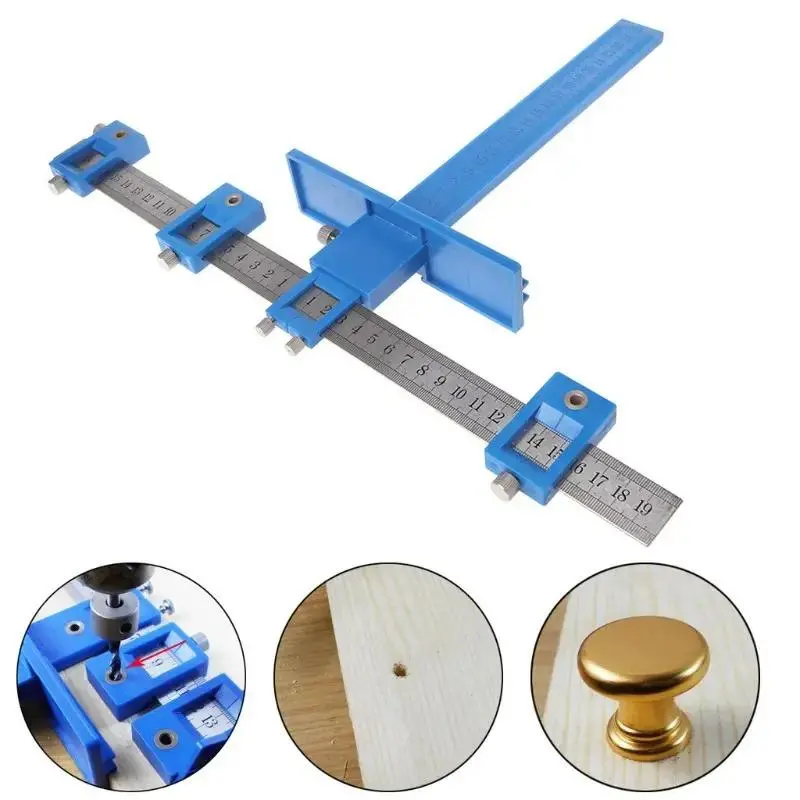 Woodworking Punch Locator Drill Guide, Cabinet Handle Knob Template Locator, Hand Measuring Tool for Woodworking, Tools and Gadgets, Adjustable, Precision 3