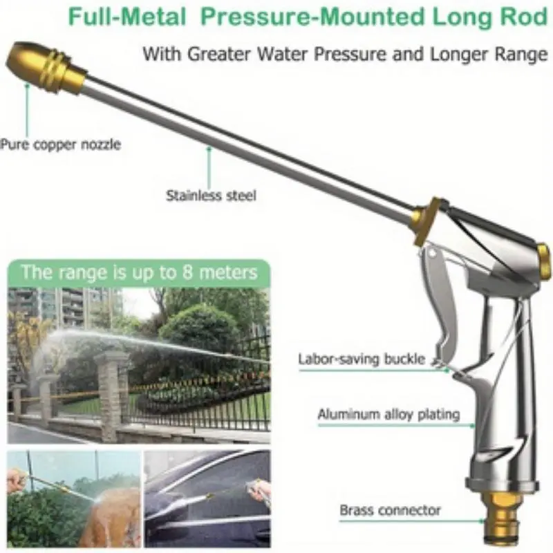 Garden Hose Nozzle, High Pressure Spray Tool, 360° Rotating Water Adjustment for Car Washing, Outdoor Gardening, Pets Shower, Patio Cleaning 7
