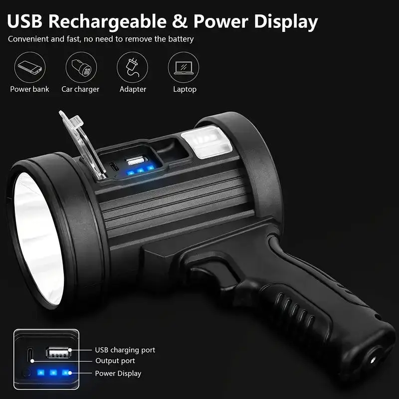 Rechargeable Flashlight, Handheld Hunting Flashlight with COB Light, Lightweight & Bright LED for Boating, Camping, Hunting 7