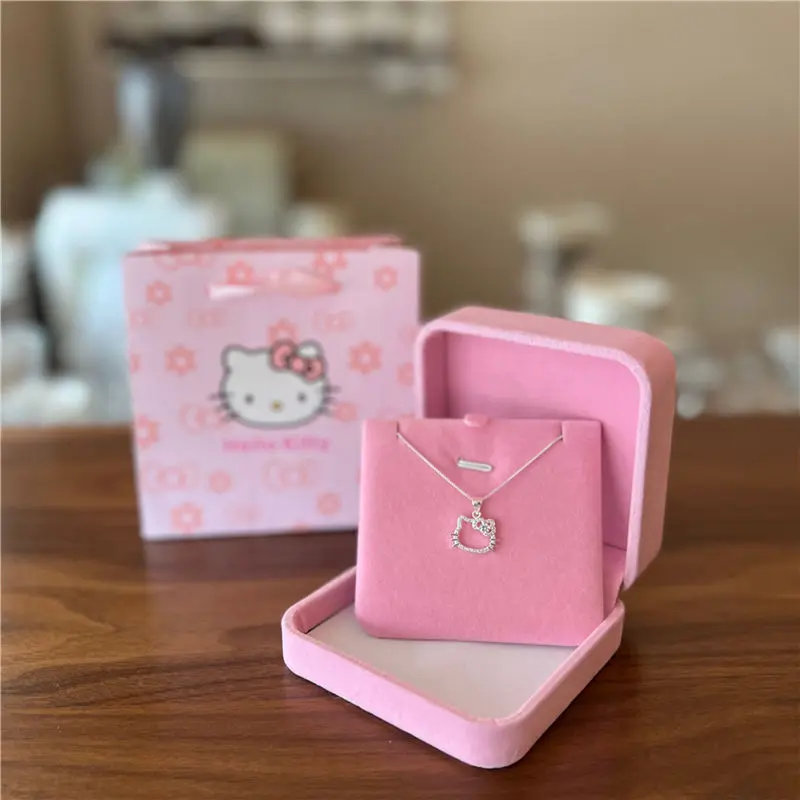 Vòng cổ Màu bạc nữ Sterling Kitty, quà sinh nhật, mặt dây chuyền ngọt ngào và dễ thương, dây chuyền xương đòn, quà tặng bạn gái, đồ trang sức Màu bạc trái tim 4