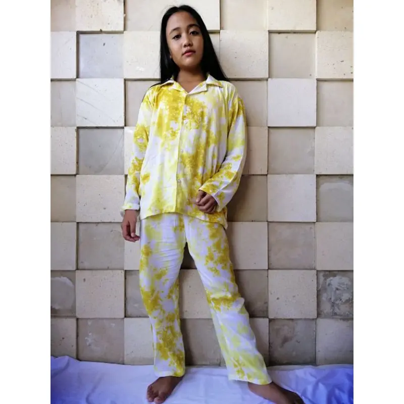 Set Pajamas Tie Dye Rayon Bali Anak Lengan Panjang (10-11 th) / PIYAMA TIDUR / PIYAMA BEST SELLER 2