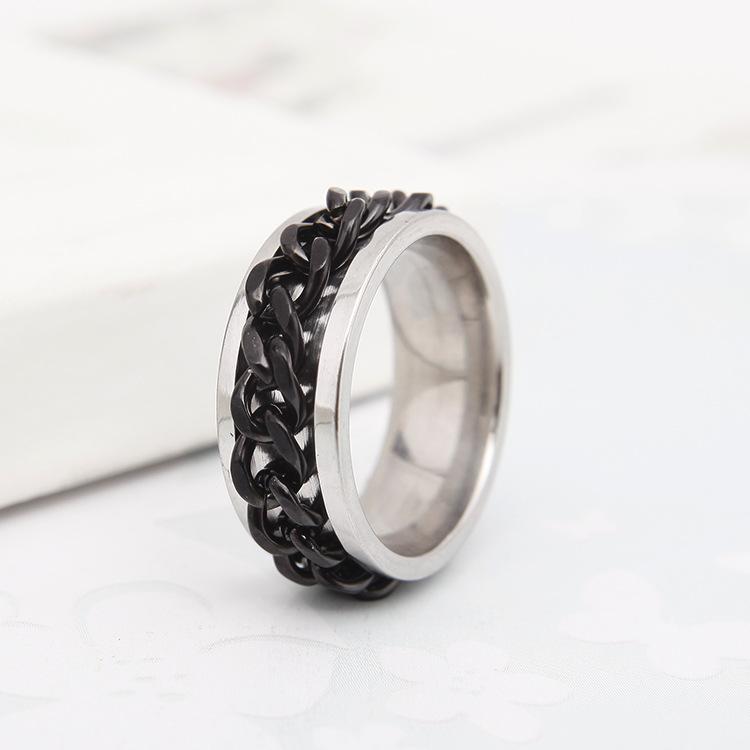 Product Introduction of New Simple Lucky Jewelry Men's Titanium Steel Rotatable Open Beer Bottle Chain  Domineering Personalized size 2 ring 20