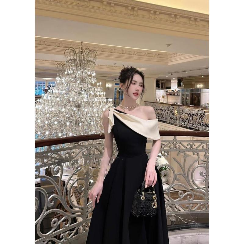 Đầm tiểu thư dự tiệc lệch vai (Kèm tag cài + Mặc được 2 kiểu) MS225 Nữ Women 3